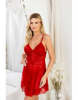 Camisola sem bojo e sem aro de tule e renda com ca..