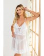 Camisola sem bojo e sem aro de tule e renda com calcinha string
