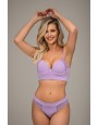 Conjunto com lateral larga de microfibra e renda com calcinha semifio