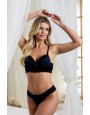 Conjunto com bojo de microfibra e renda com calcinha fio de microfibra