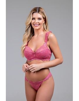 Conjunto sem bojo e com aro de renda sandía com al..