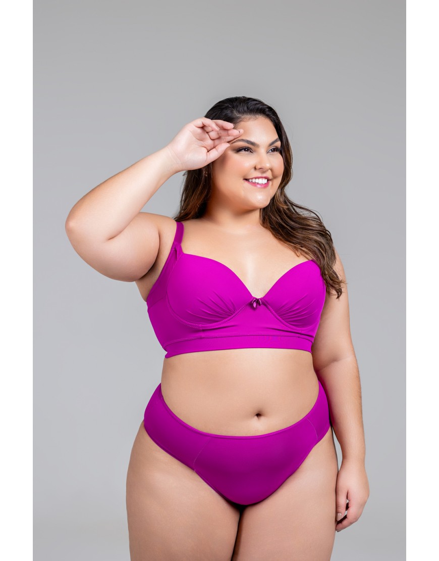 Conjunto plus size de microfibra com efeito redulip e calcinha tanga