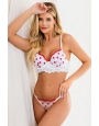 Conjunto de tule coração e renda com calcinha string