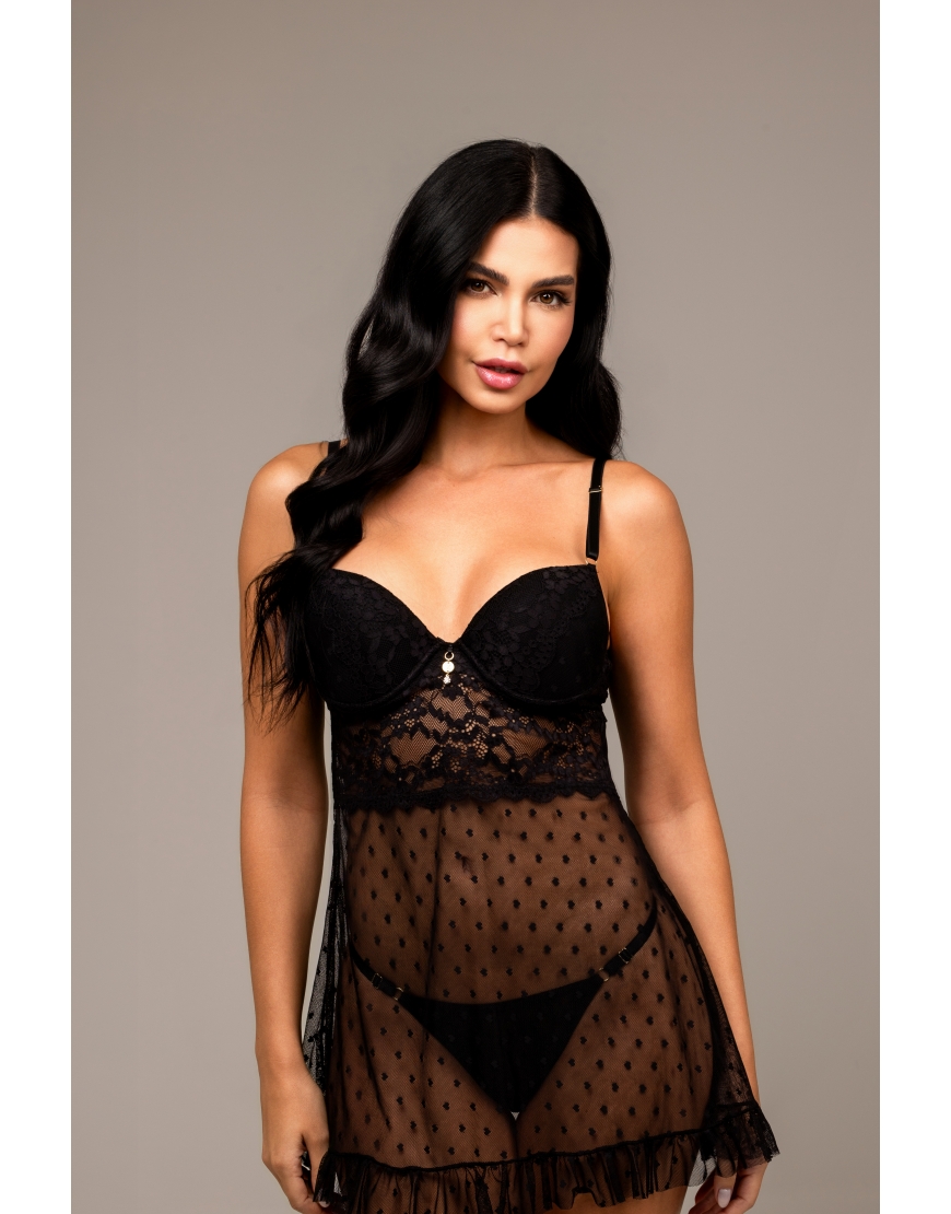 Camisola de tule coração aberto atraz