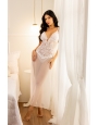 Camisola longa de tule com renda