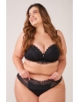 Conjunto plus size de renda com calcinha sem costura na cintura de renda 