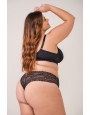 Conjunto plus size de renda com calcinha sem costura na cintura de renda 
