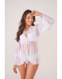 Robe luxo negligê de tule e renda com manga flaire