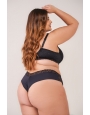 Conjunto plus size de microfibra e renda com calcinha cintura alta 