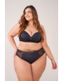 Conjunto plus size de microfibra e renda com calcinha cintura alta 