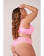 Conjunto plus size de renda com calcinha sem costura na cintura de renda 