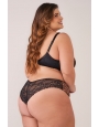 Conjunto plus size animal print de tule e renda 