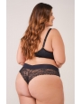 Conjunto plus size de microfibra e renda 